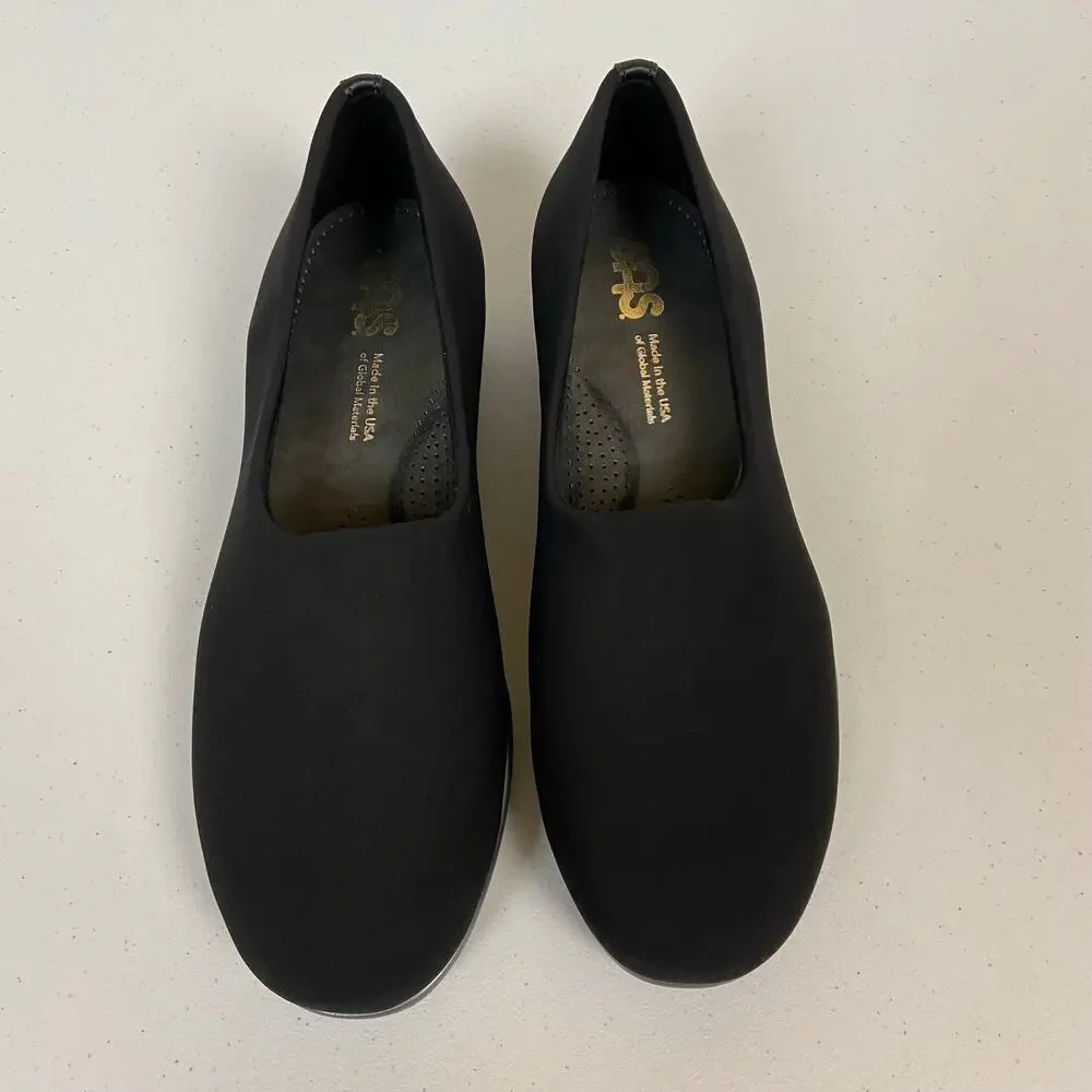 SAS Bliss Black Slip On Loafer Tripad Casual Comfort Wedge Shoes 9 WW $155